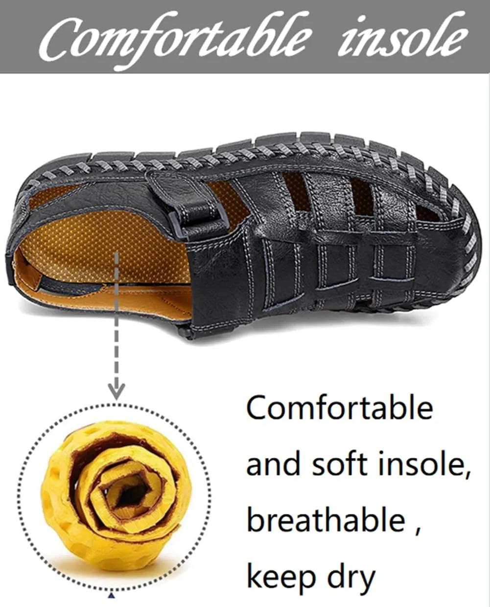 UIKGITP Mens Sandals Sandalias de Hombre Mens Casual Leather Sandals Fisherman Beach Sandals Hiking Water Shoes Closed Toe Outdoor Size 10