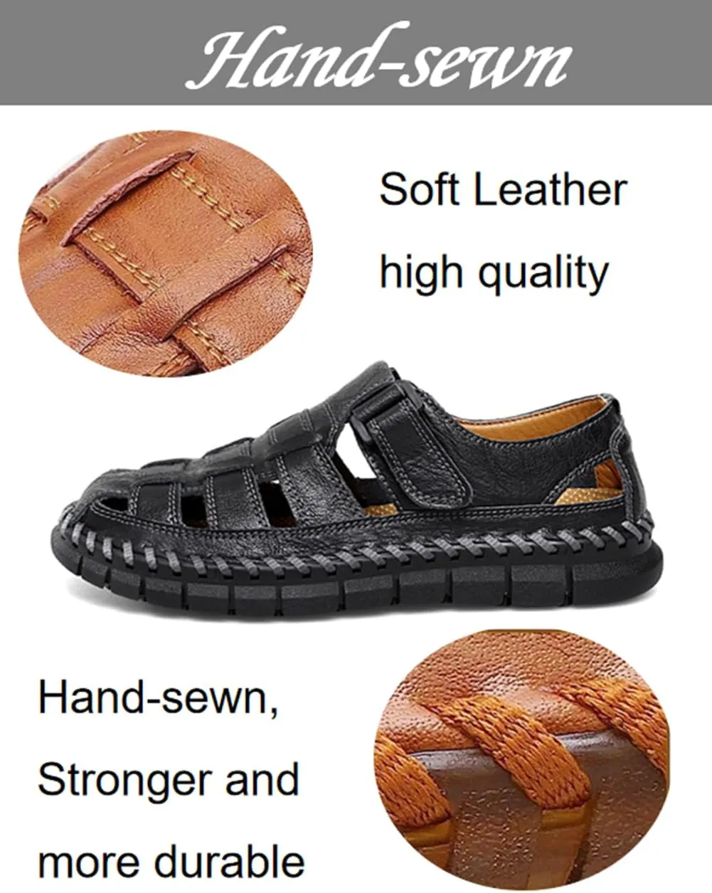 UIKGITP Mens Sandals Sandalias de Hombre Mens Casual Leather Sandals Fisherman Beach Sandals Hiking Water Shoes Closed Toe Outdoor Size 10