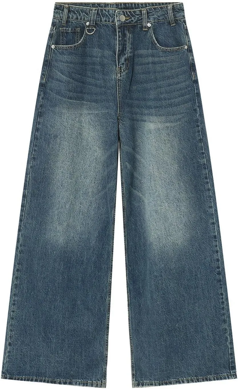Unisex Y2K Baggy Jeans Hip Hop Skater Jeans Vintage Dance Skateboard Pants Loose Fit Denim Jeans