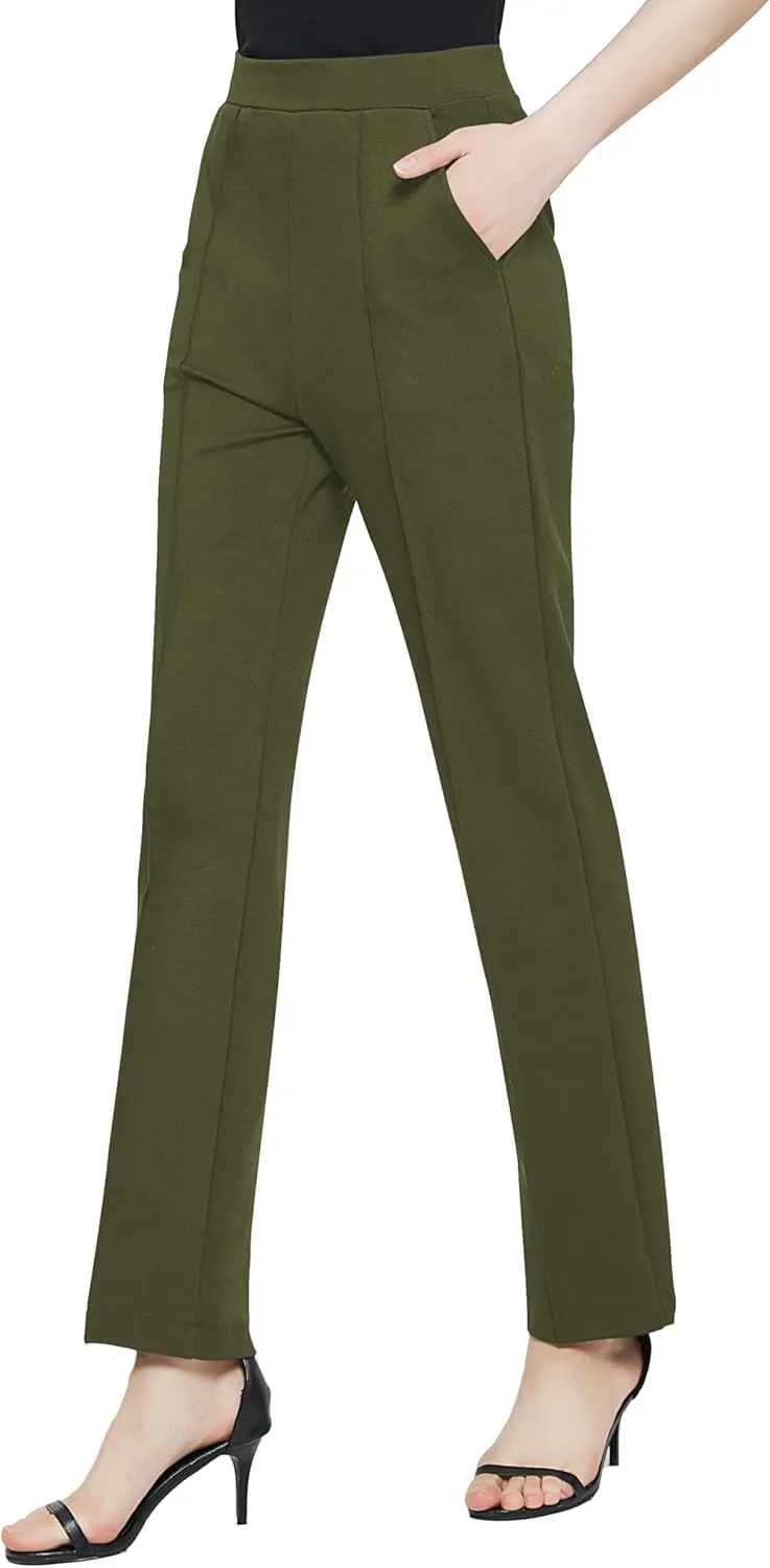 Urban CoCo Women's Yoga Dress Pants Stretchy Casual Slacks Straight Leg Work Pants with Pockets