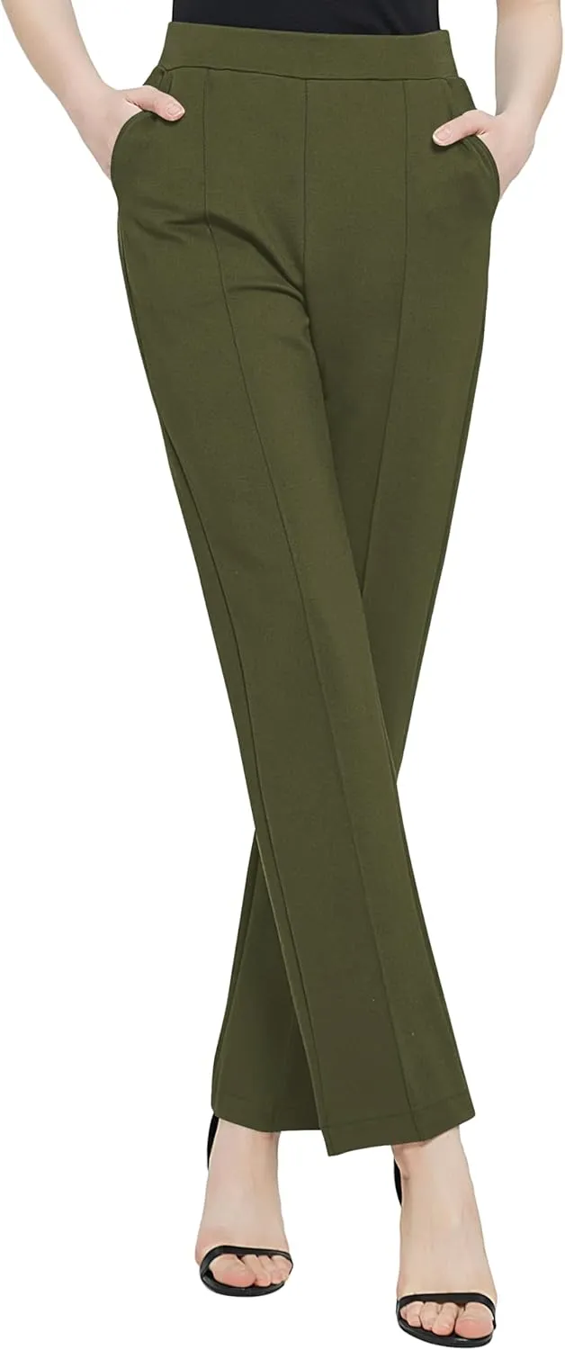 Urban CoCo Women's Yoga Dress Pants Stretchy Casual Slacks Straight Leg Work Pants with Pockets