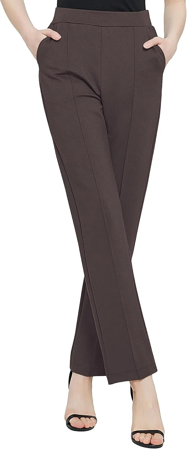 Urban CoCo Women's Yoga Dress Pants Stretchy Casual Slacks Straight Leg Work Pants with Pockets