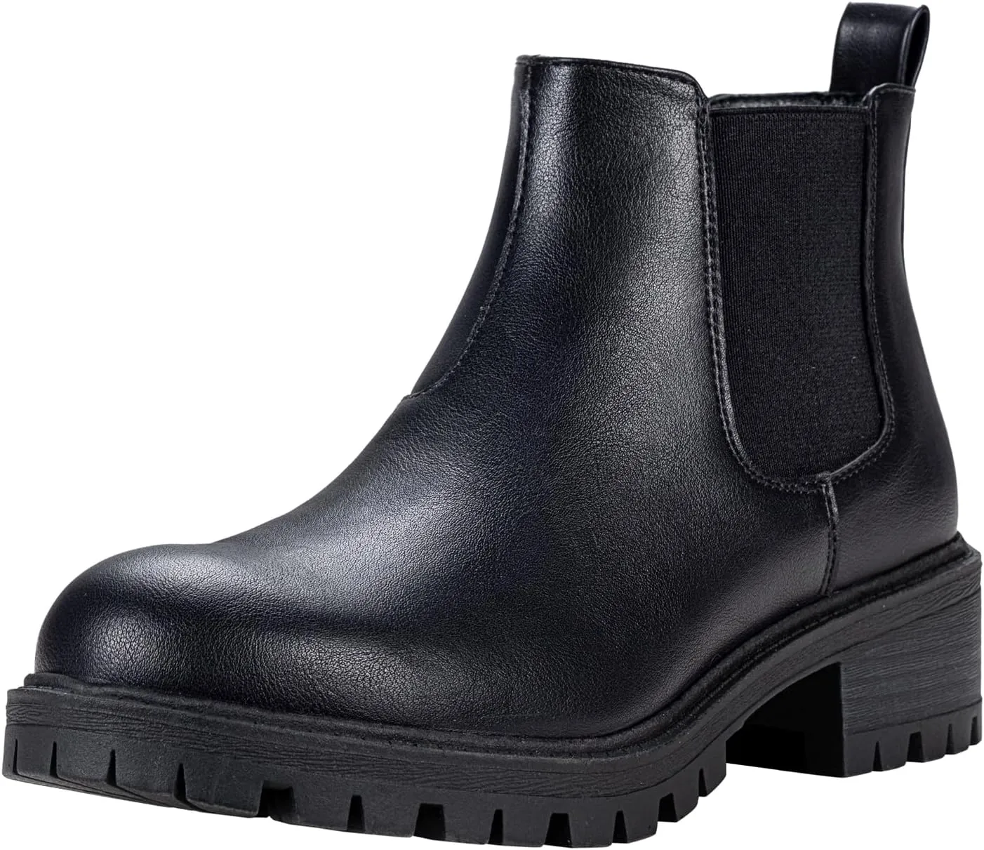 Vepose Women's 9625 Chelsea Ankle Boots, Chunky Low Heel Pull-on Booties with Elastic and Lug Sole