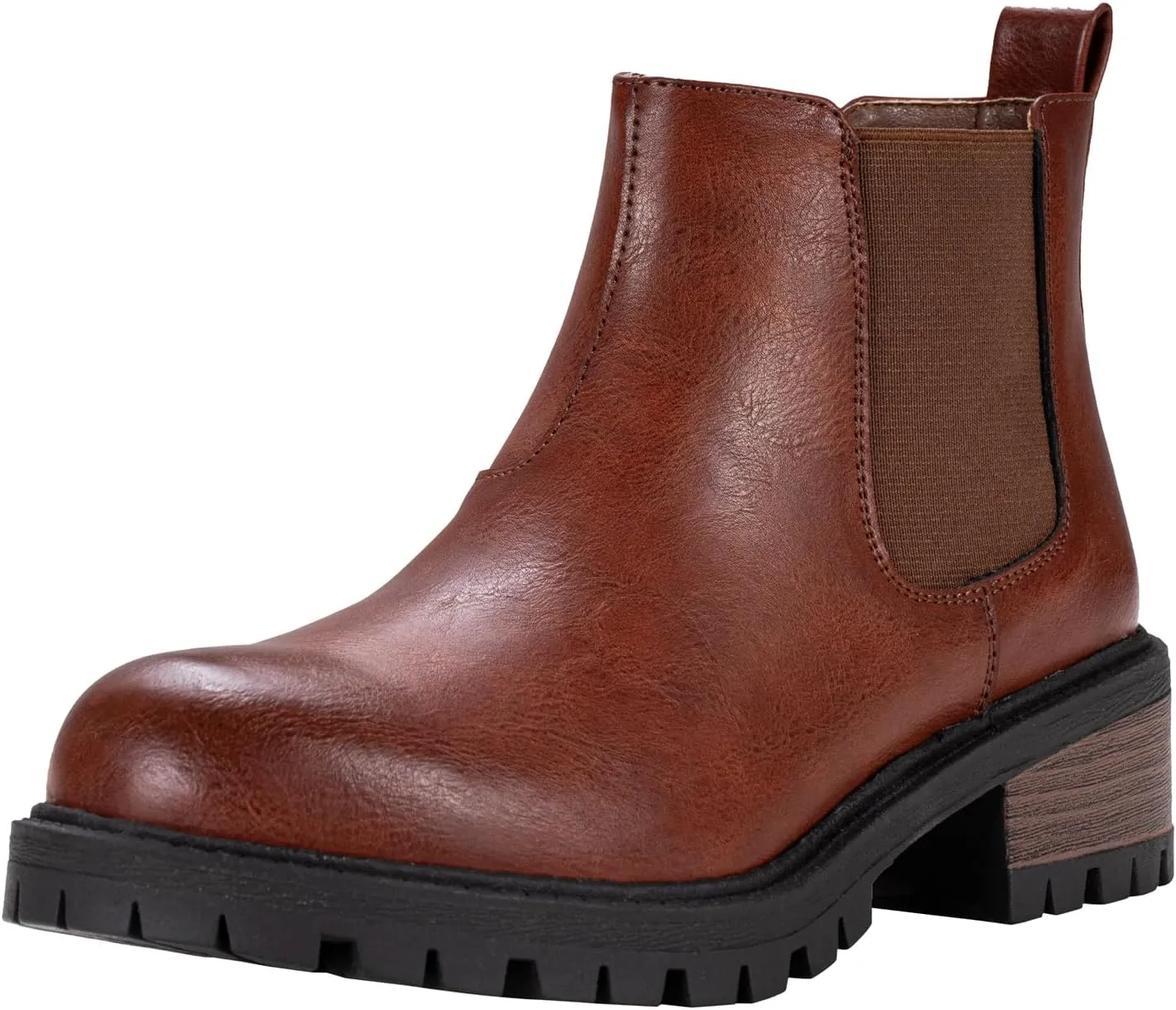 Vepose Women's 9625 Chelsea Ankle Boots, Chunky Low Heel Pull-on Booties with Elastic and Lug Sole