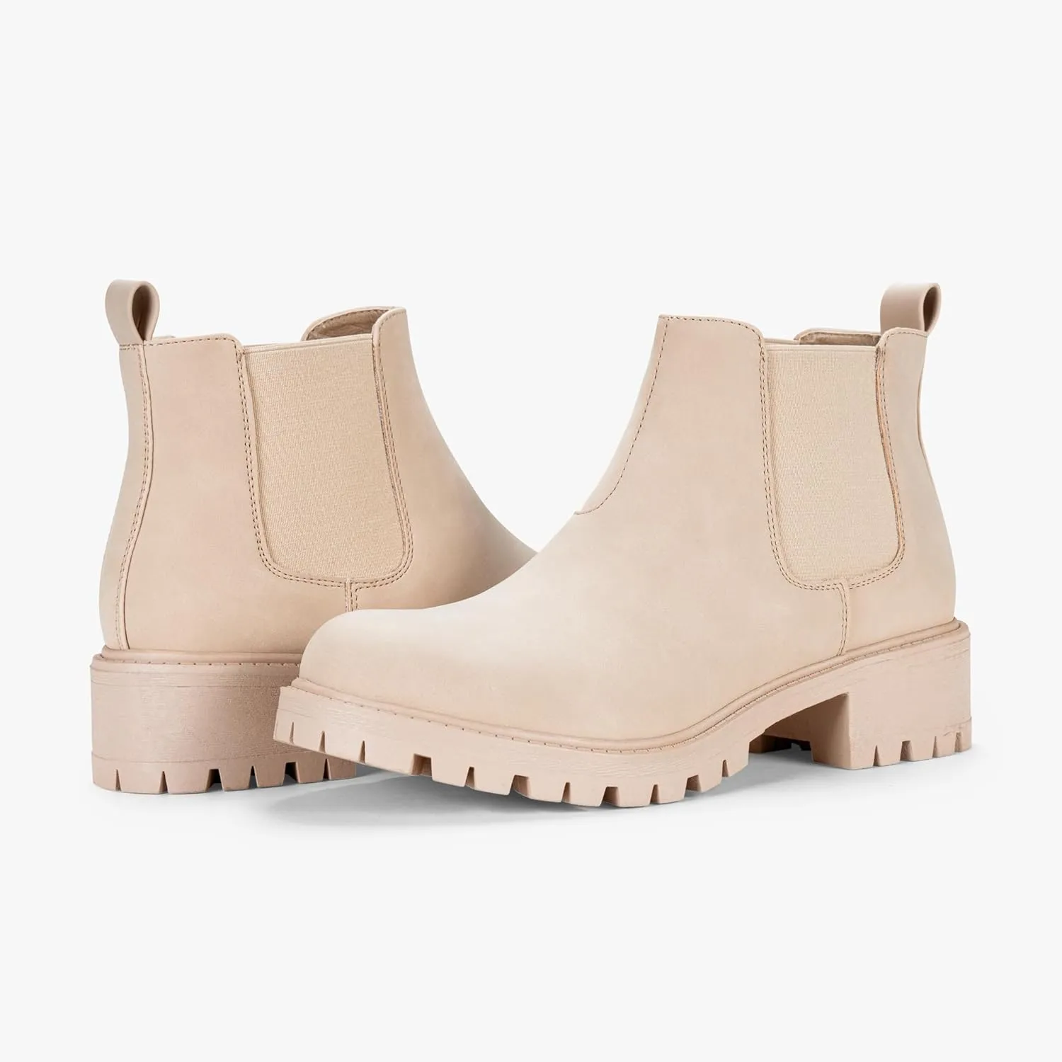 Vepose Women's 9625 Chelsea Ankle Boots, Chunky Low Heel Pull-on Booties with Elastic and Lug Sole