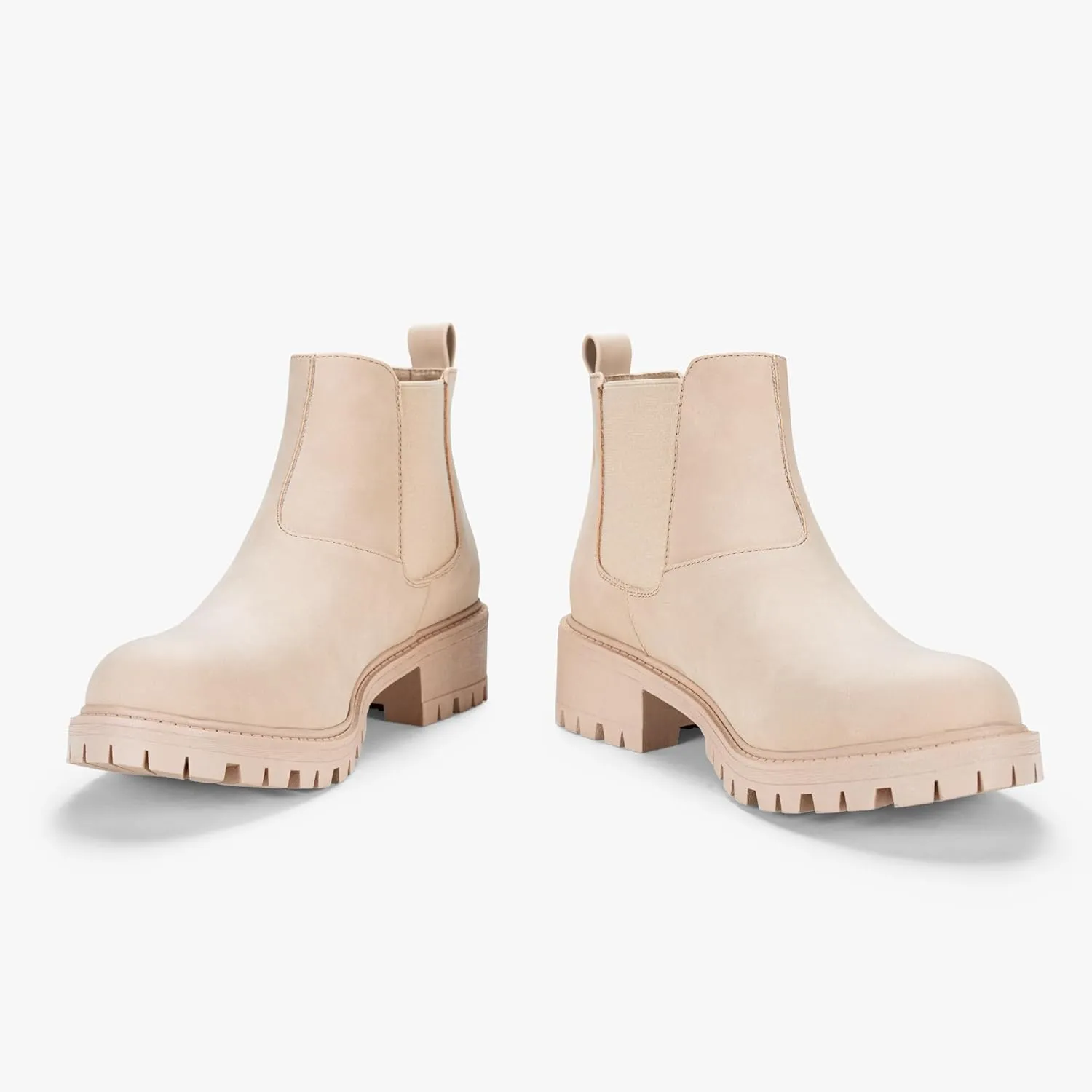 Vepose Women's 9625 Chelsea Ankle Boots, Chunky Low Heel Pull-on Booties with Elastic and Lug Sole