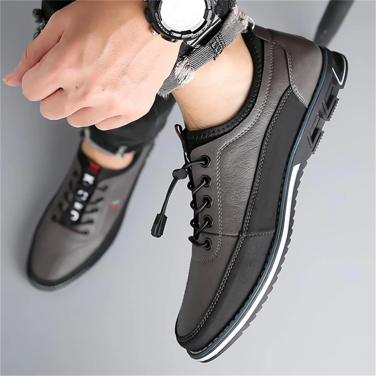 Veslexth Men Casual Business Shoes Slip-on Adjustable Loafers Driving Working Walking Party Formal Oxfords