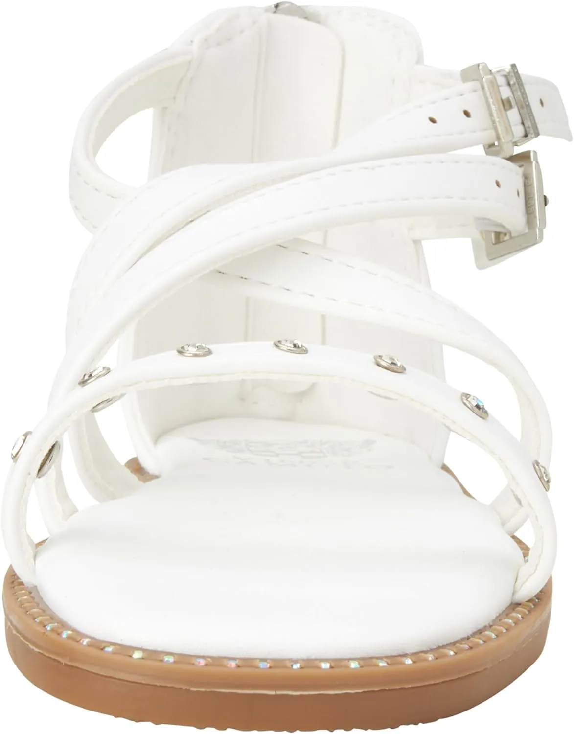 Vince Camuto Girls' Sandals - Open Toe Summer Shoes Flat Strappy Gladiator Sandals with Back Zipper and Adjustable Buckles