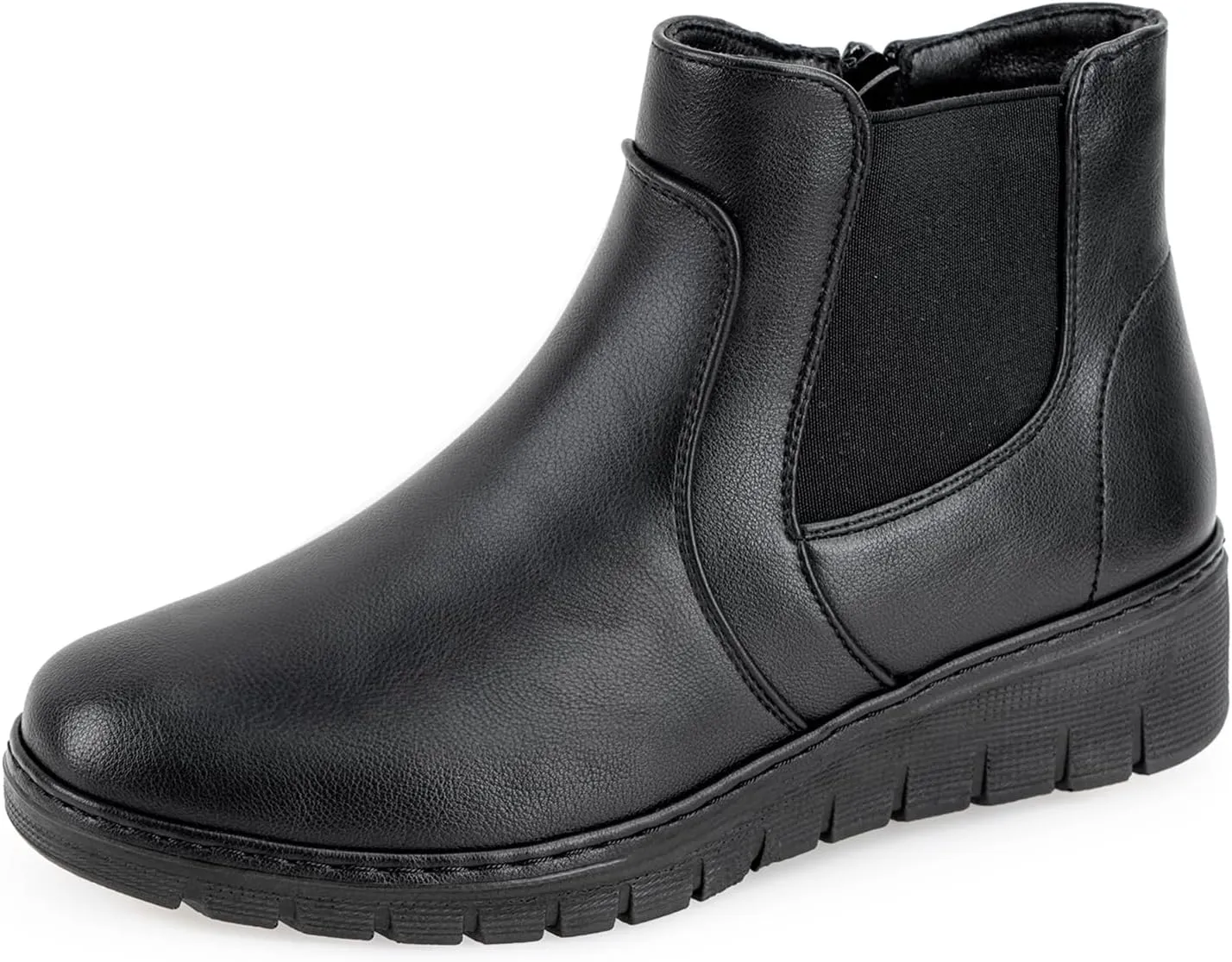 VJH confort Women’s Ankle Boots, Comfort Round Toe Lightweight Wedge Chelsea Booties with Arch Support
