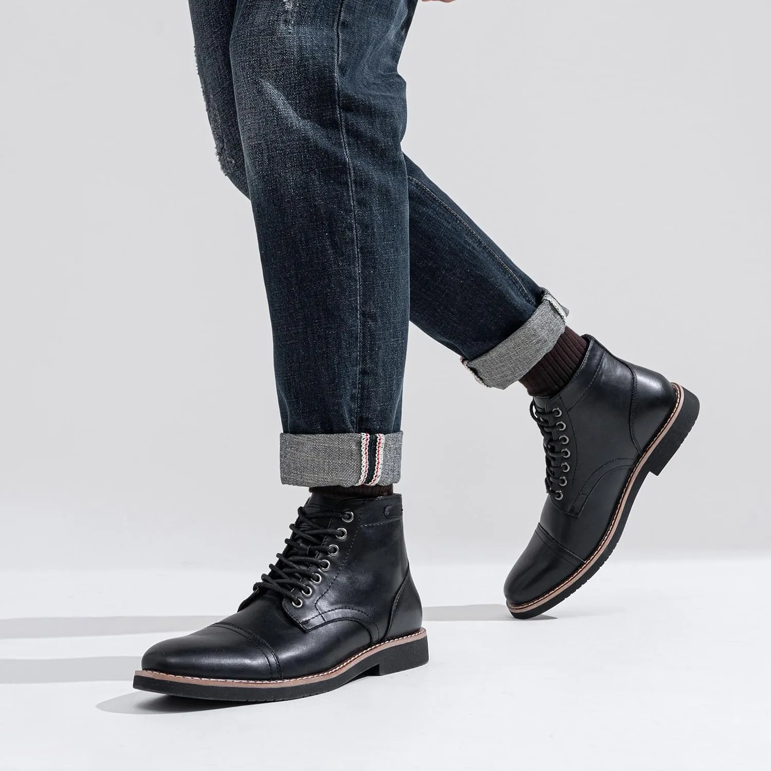 Vostey Men Boots Leather Cap Toe Casual Boots Chukka Fashion Dress Boots for Men