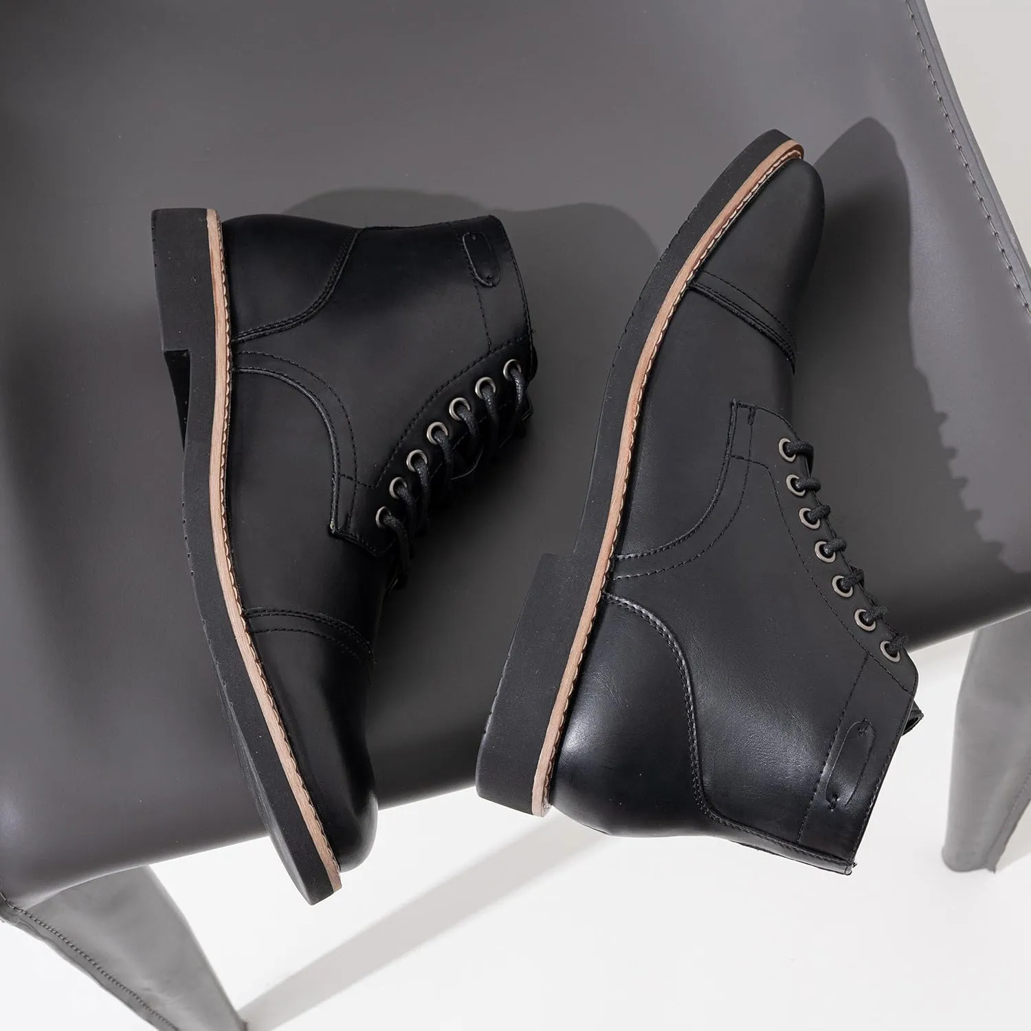 Vostey Men Boots Leather Cap Toe Casual Boots Chukka Fashion Dress Boots for Men