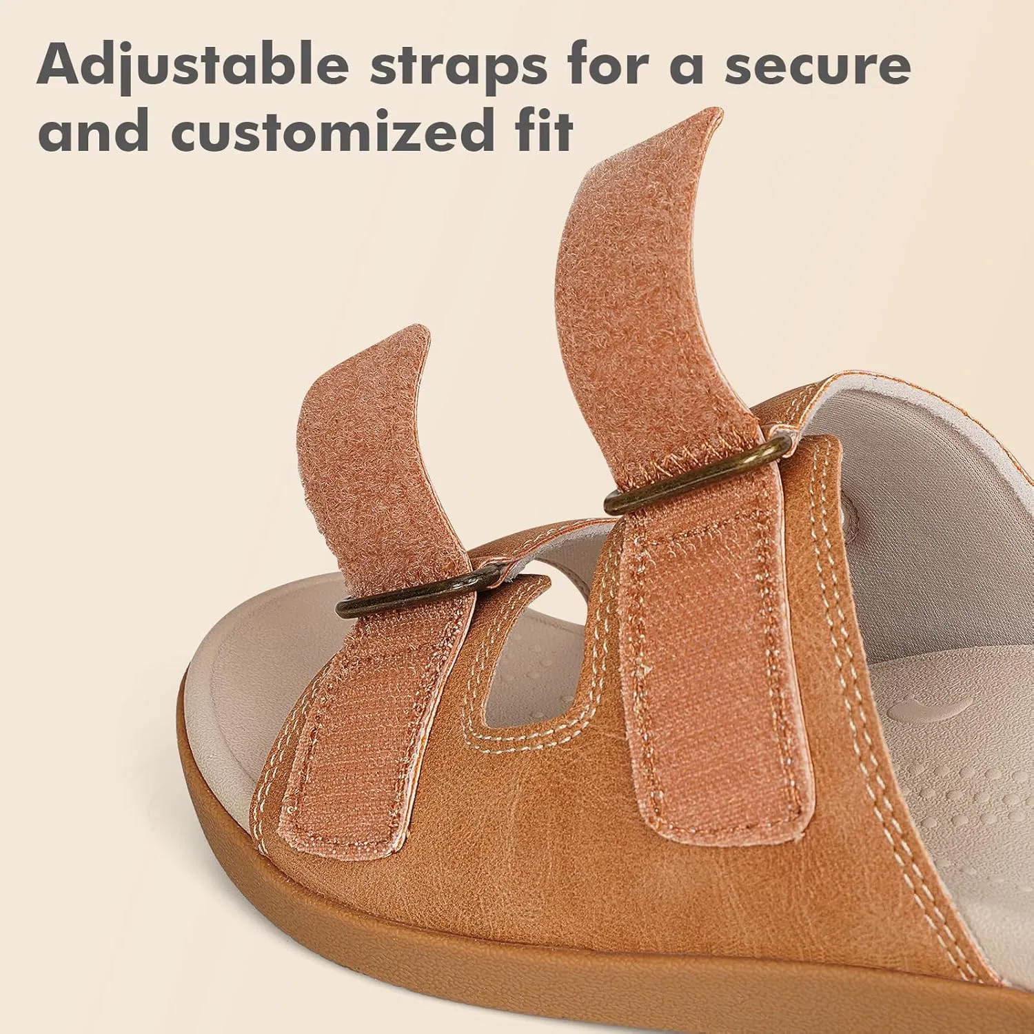 V.Step Orthopedic Slides with Arch Support for Women Men, Adjustable Orthotic Sandals for Plantar Fasciitis Pain Relief Indoor Outdoor Brown W8/M7
