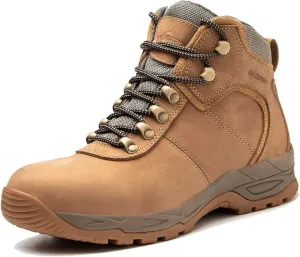 Waterproof Hiking Boots for Men, 6" Comfortable Soft Toe Shoes Mid Non Slip Hiking Shoes Outdoor Travel Shoes Leather Hiking Backpack Boots