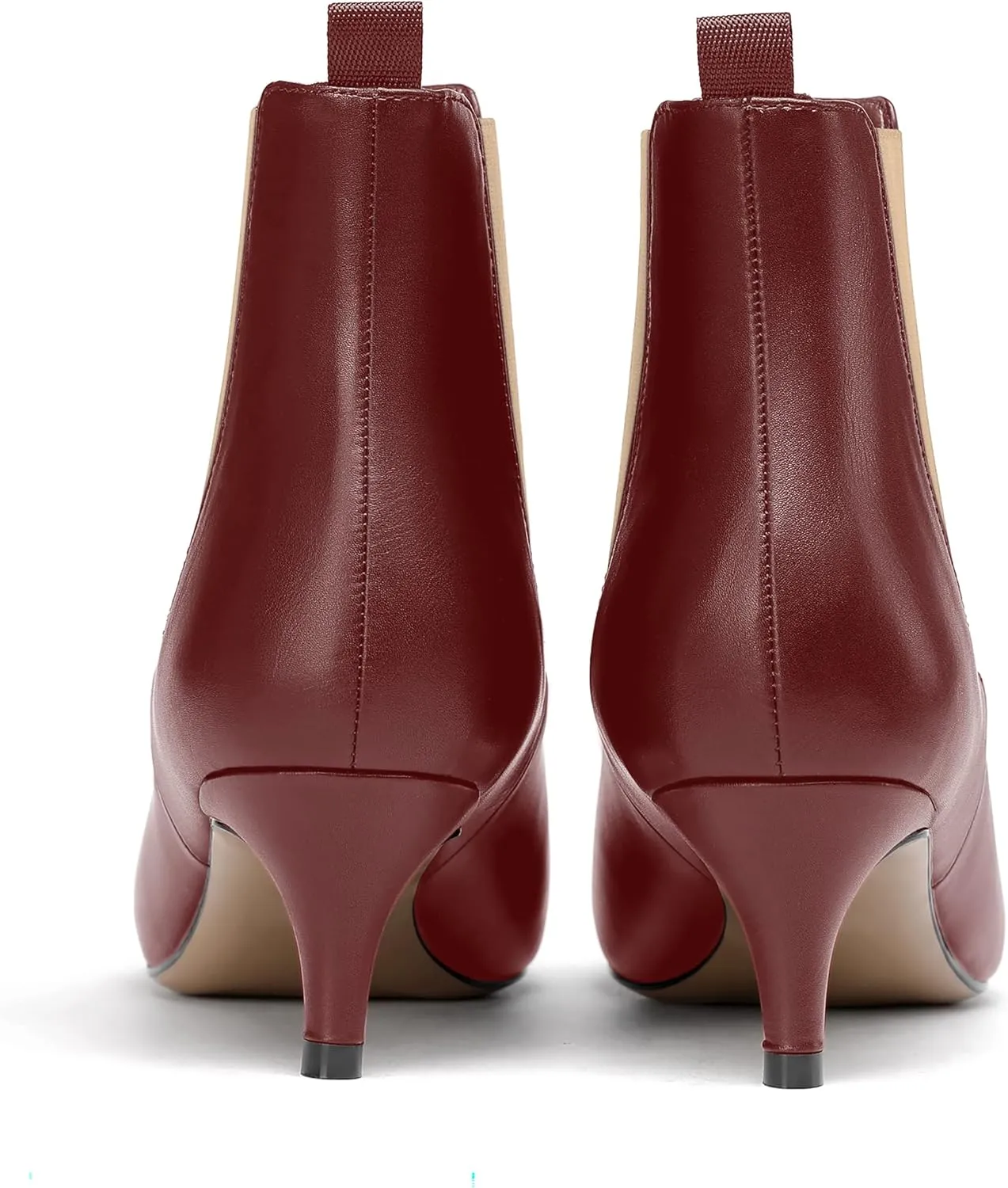 WAYDERNS Womens Party Casual Patent Pointed Toe Slip On Kitten Low Heel Ankle High Boots 2 Inch