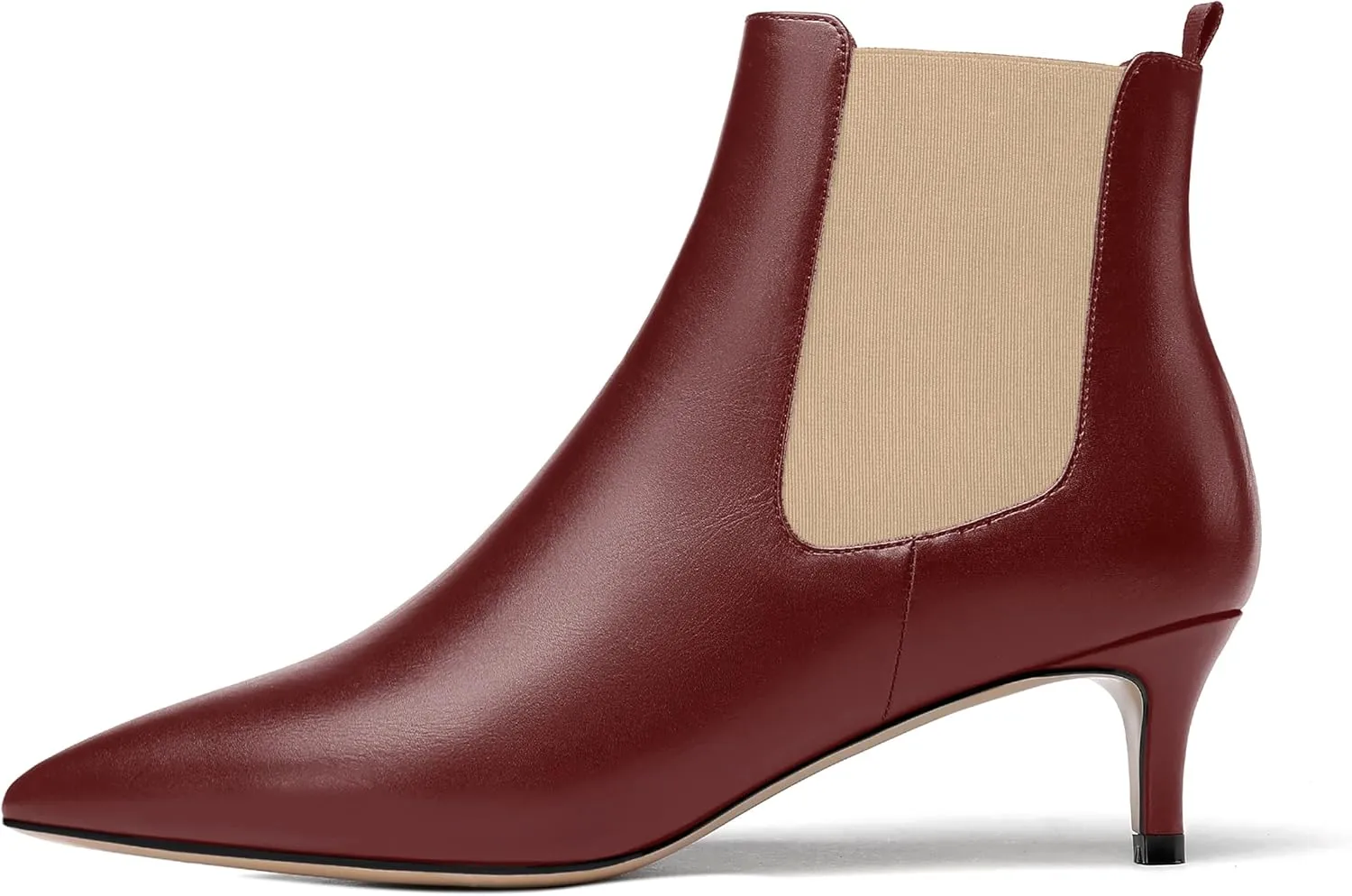 WAYDERNS Womens Party Casual Patent Pointed Toe Slip On Kitten Low Heel Ankle High Boots 2 Inch