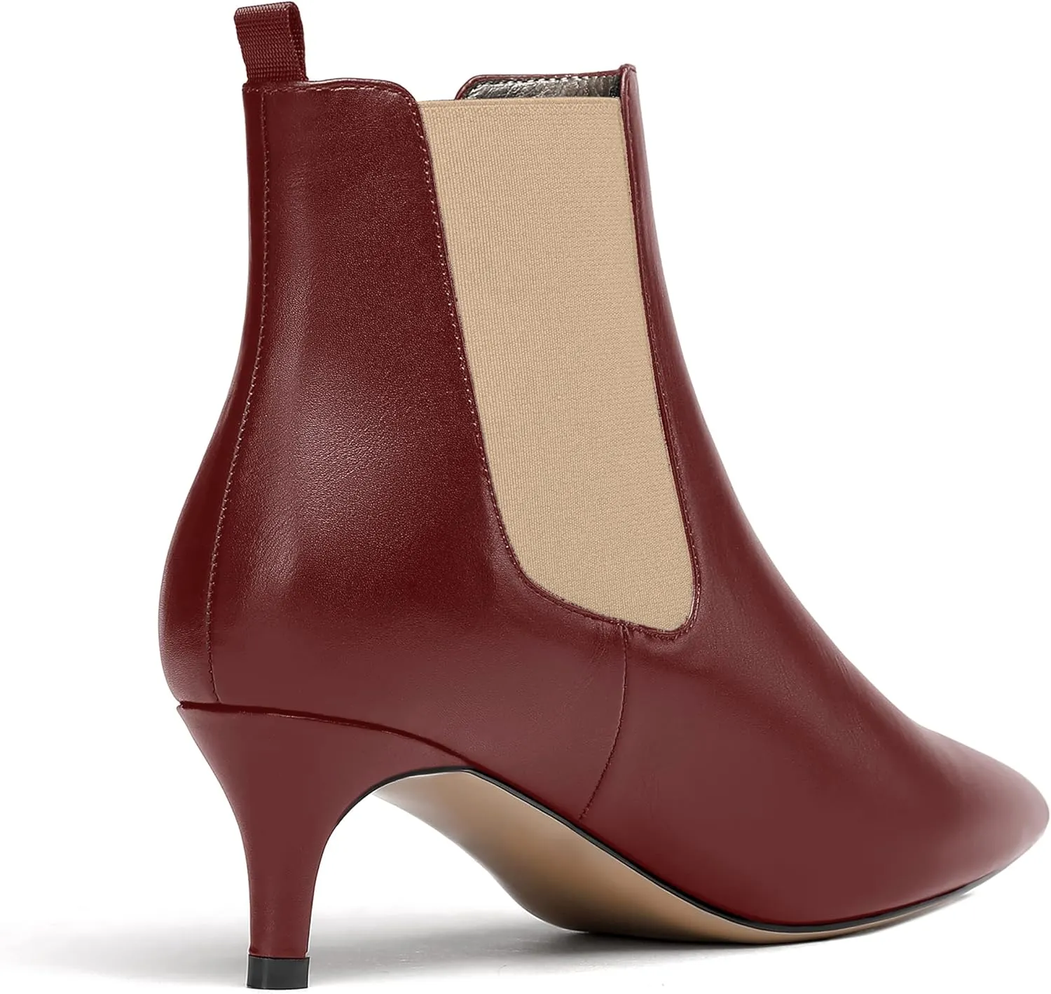 WAYDERNS Womens Party Casual Patent Pointed Toe Slip On Kitten Low Heel Ankle High Boots 2 Inch