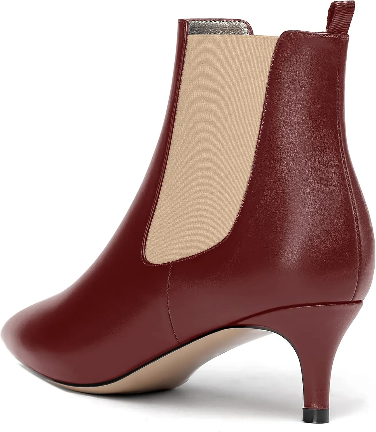 WAYDERNS Womens Party Casual Patent Pointed Toe Slip On Kitten Low Heel Ankle High Boots 2 Inch