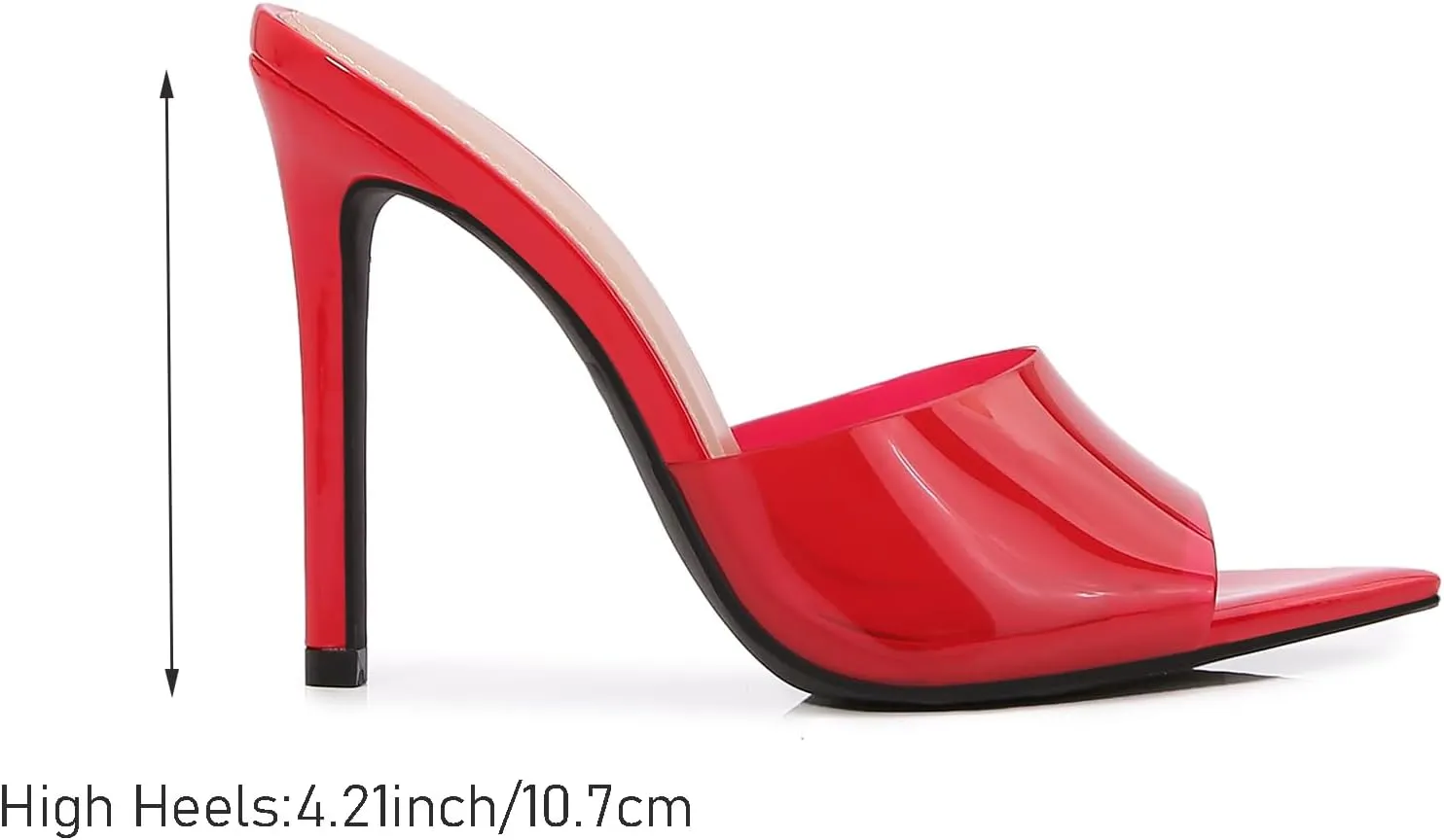 Women Clear Pointed Toe Sandals Stiletto Heels Transparent Strap High Heels Slip on Mules for Women