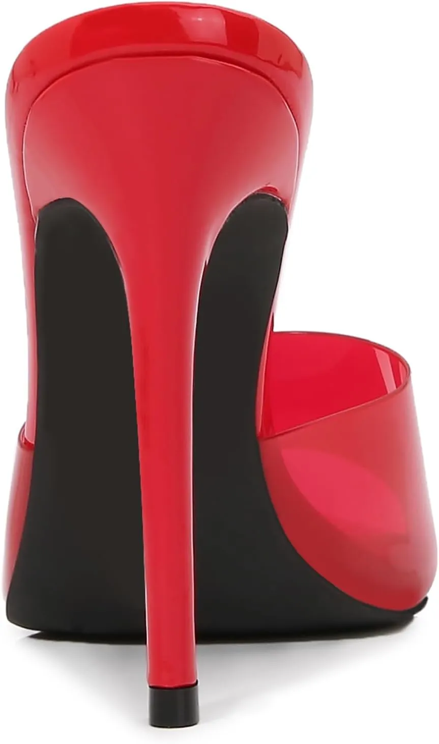 Women Clear Pointed Toe Sandals Stiletto Heels Transparent Strap High Heels Slip on Mules for Women