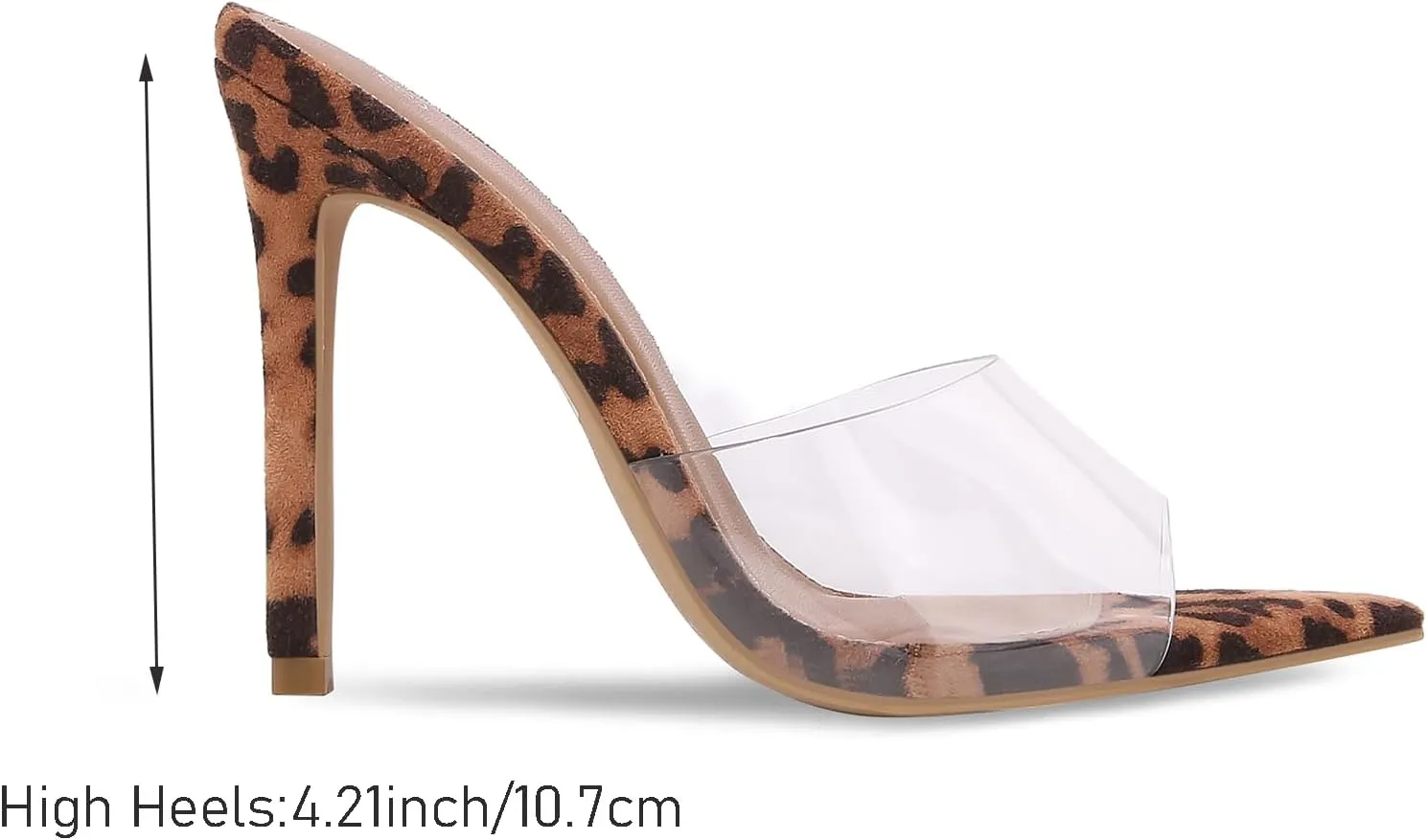 Women Clear Pointed Toe Sandals Stiletto Heels Transparent Strap High Heels Slip on Mules for Women