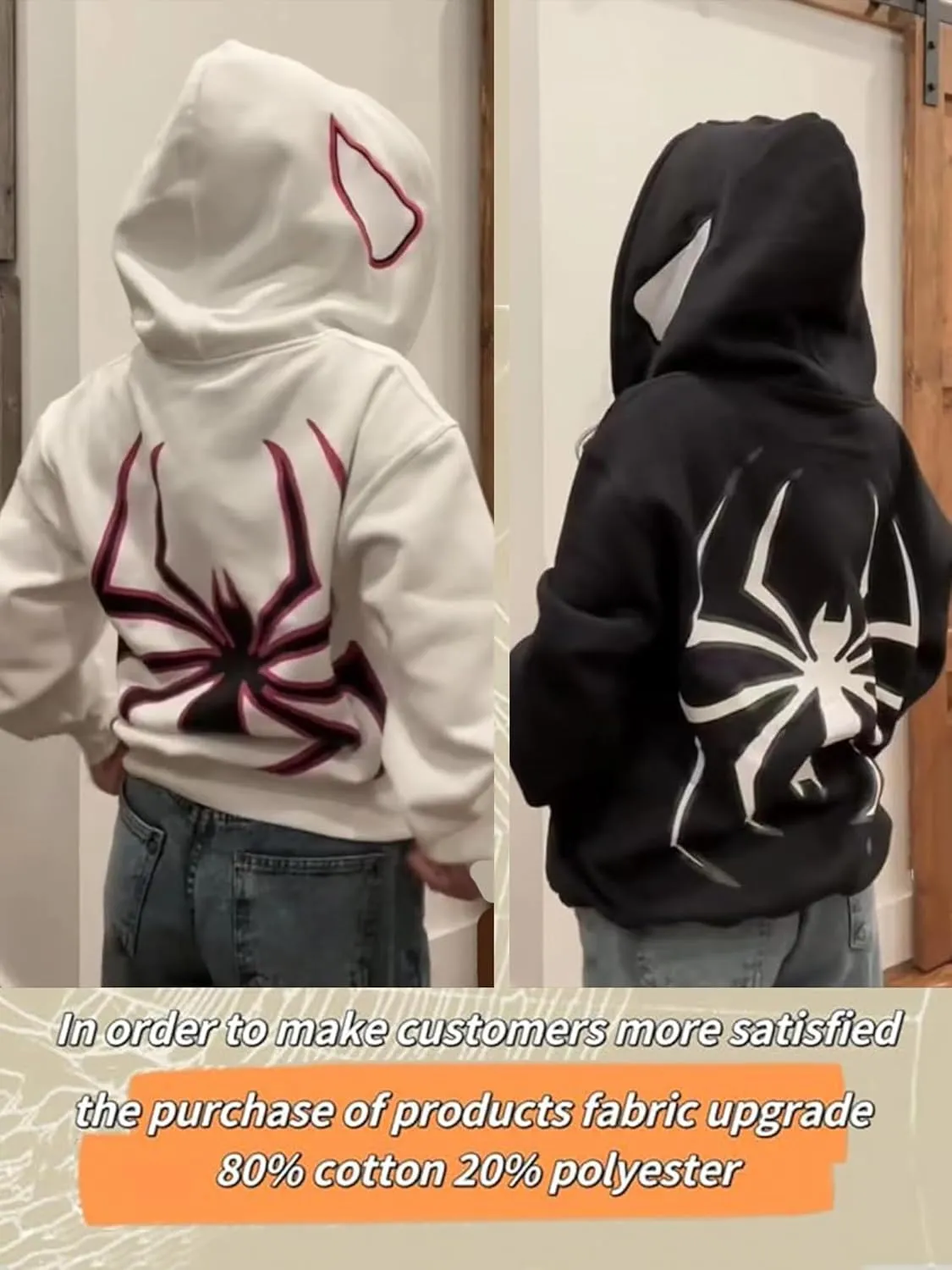 Women Men Oversized Harajuku Y2K Spider Graphic Hoodie Long Sleeve Full Zipper Jacket Coat Casual E Girl