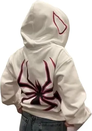 Women Men Oversized Harajuku Y2K Spider Graphic Hoodie Long Sleeve Full Zipper Jacket Coat Casual E Girl