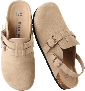 Women Men Suede Clogs Slingback Mules for Women Men Cork Footbed Sandals