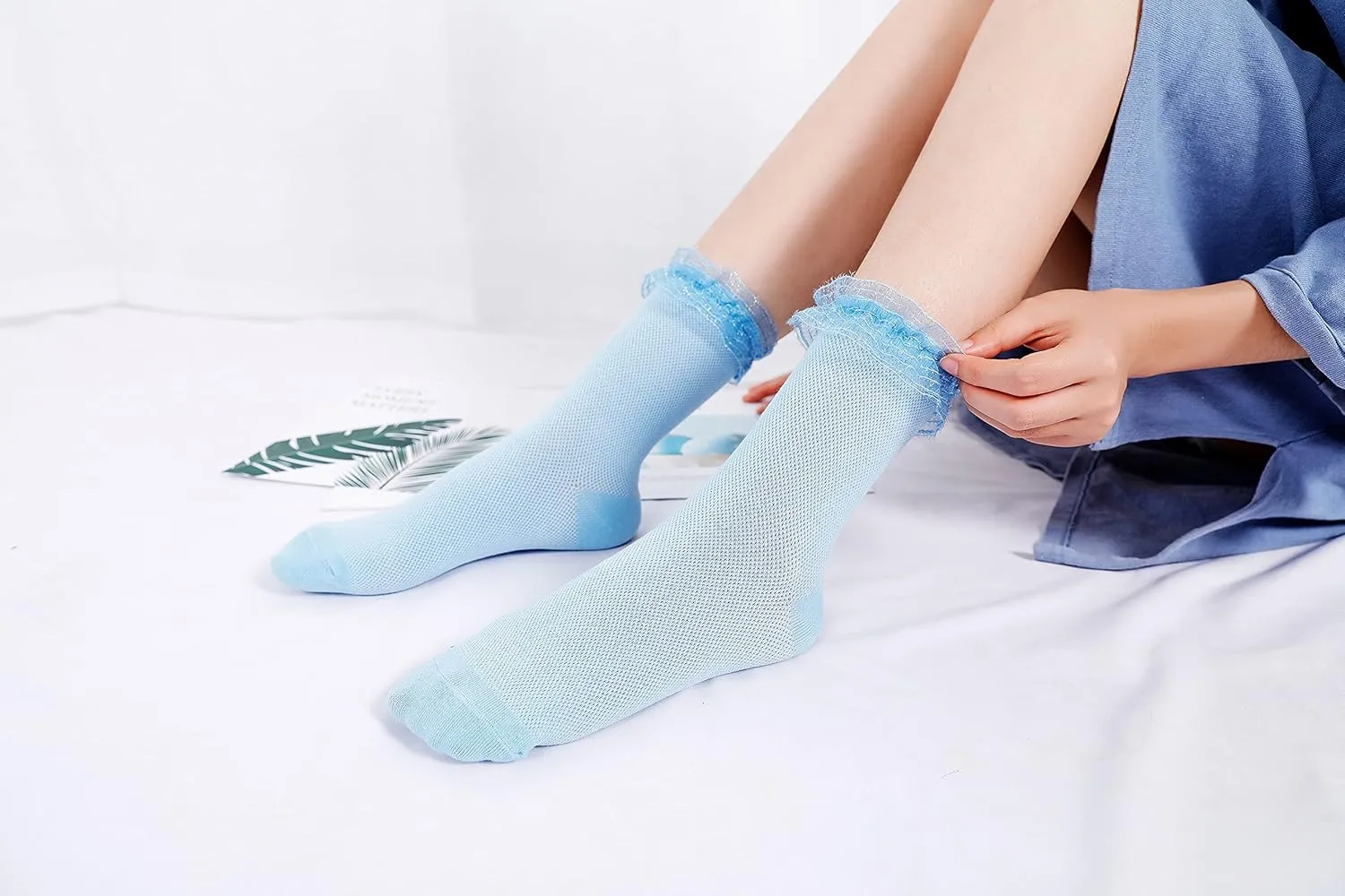 Women Ruffle Socks, Lace Lolita Kawaii Girls Cute Frilly Socks 3 Pairs