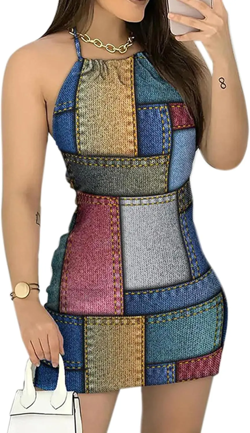 Women Sexy Strapless Tube Mini Dress 3D Print Denim Jeans Off Shoulder Bandeau Bodycon Dresses