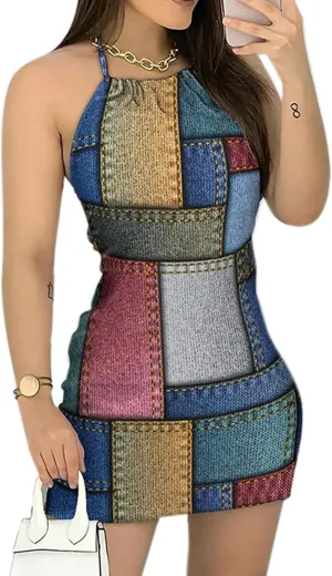 Women Sexy Strapless Tube Mini Dress 3D Print Denim Jeans Off Shoulder Bandeau Bodycon Dresses