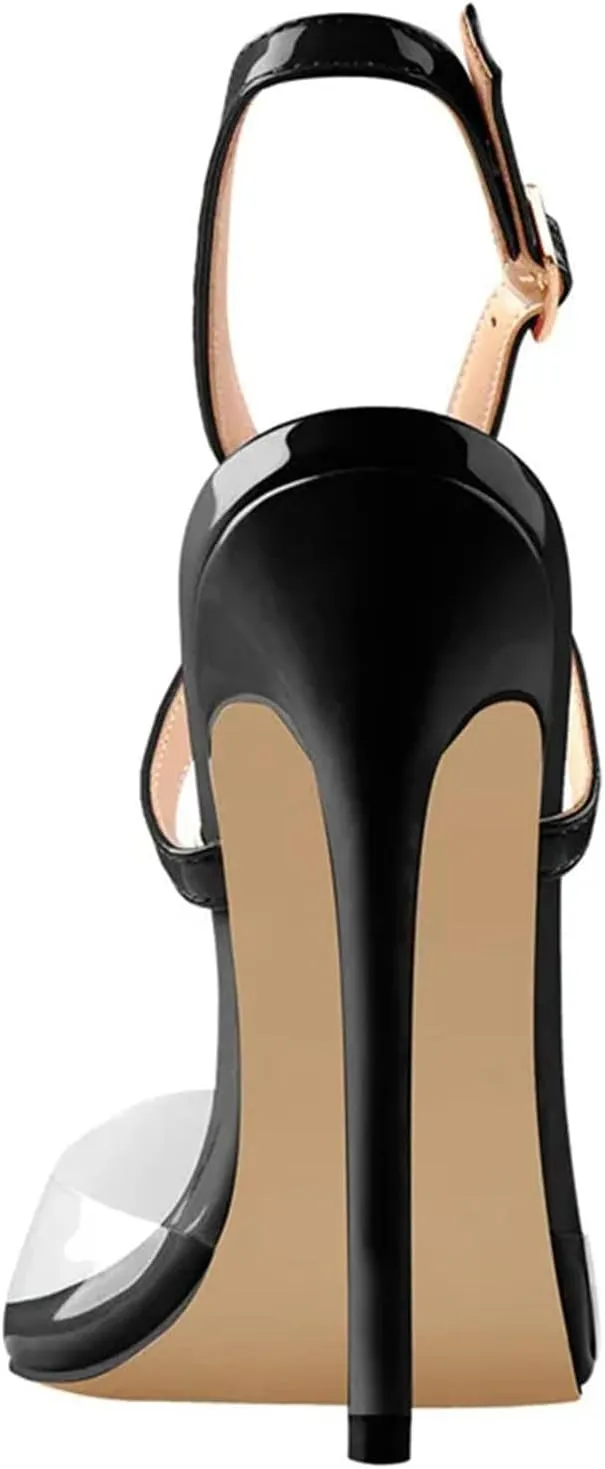 Women's 12CM Contrast Color Slingback Sandals - Pointed Toe Thin High Heels, Big Size