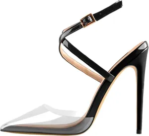 Women's 12CM Contrast Color Slingback Sandals - Pointed Toe Thin High Heels, Big Size