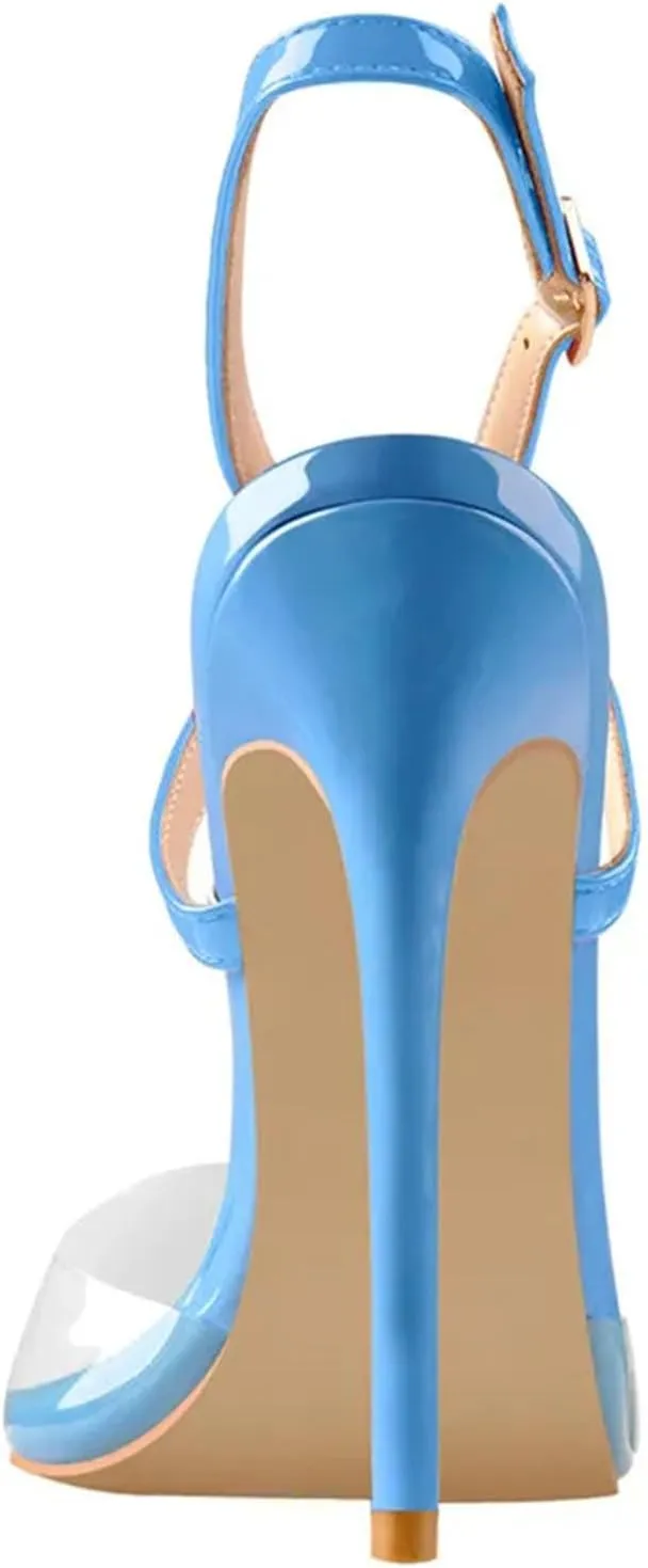 Women's 12CM Contrast Color Slingback Sandals - Pointed Toe Thin High Heels, Big Size