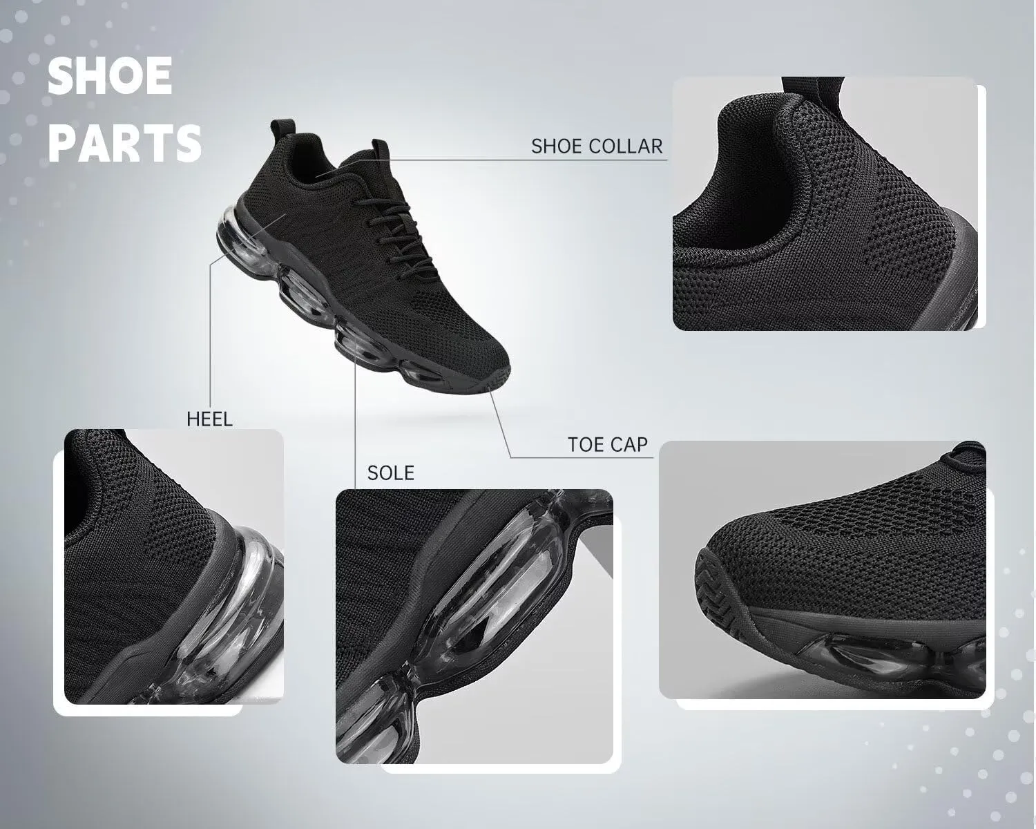 Womens Air Cushion Running Shoes Walking Jogging Fitness Gym Fashion Sneakers Lace Up Casual Comfortable Work Tennis Sport Athletic Trainers