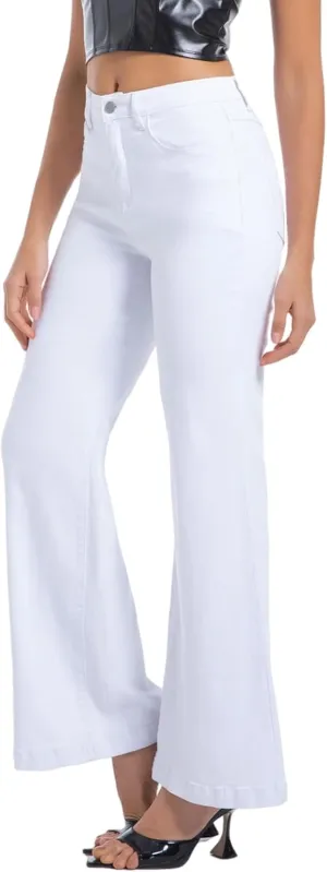 Women's Bell Bottom Jeans High Waisted Stretchy Curvy Flare Denim Pants