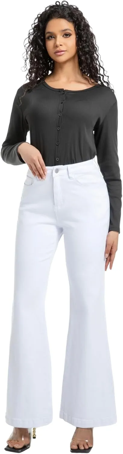 Women's Bell Bottom Jeans High Waisted Stretchy Curvy Flare Denim Pants