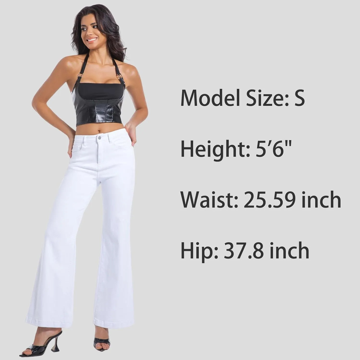 Women's Bell Bottom Jeans High Waisted Stretchy Curvy Flare Denim Pants