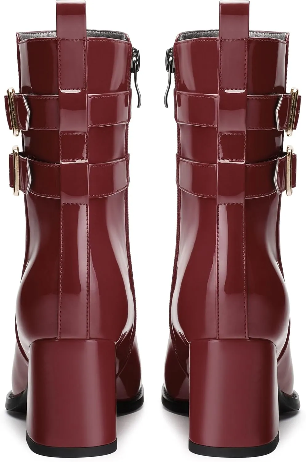 Womens Chunky High Heel Boots - Zip Up, Square Toe, Ankle Booties,Simple Classic Mid Heel Shoes for Women2.5in