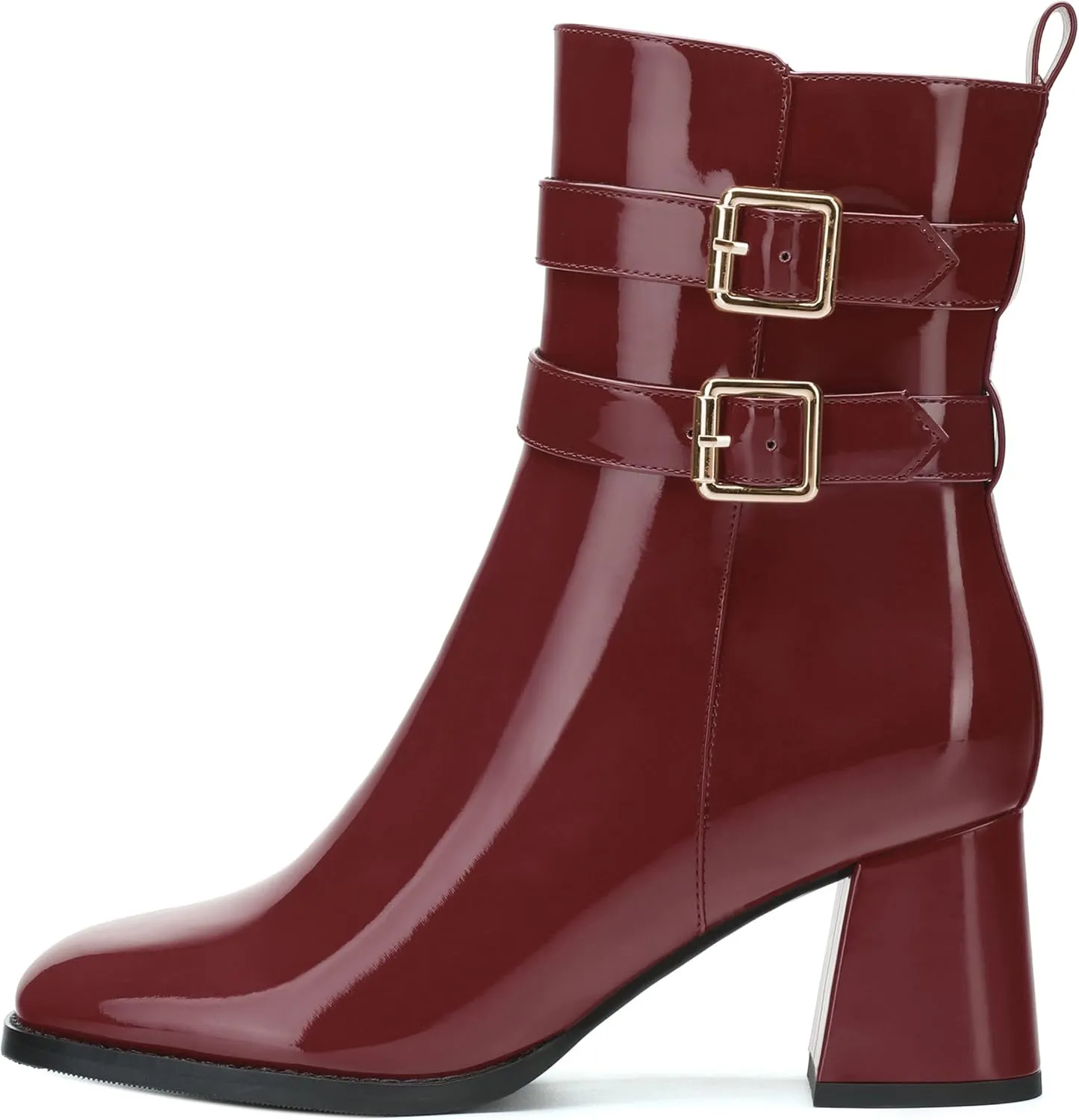 Womens Chunky High Heel Boots - Zip Up, Square Toe, Ankle Booties,Simple Classic Mid Heel Shoes for Women2.5in