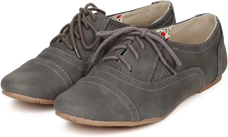 Women's Classic Oxford Lace up Flats Sneaker Casual Comfort Dress Formal Shoes Loafers Slippers CAM03