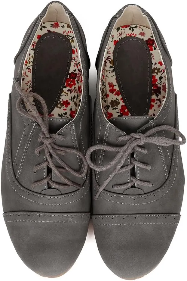 Women's Classic Oxford Lace up Flats Sneaker Casual Comfort Dress Formal Shoes Loafers Slippers CAM03