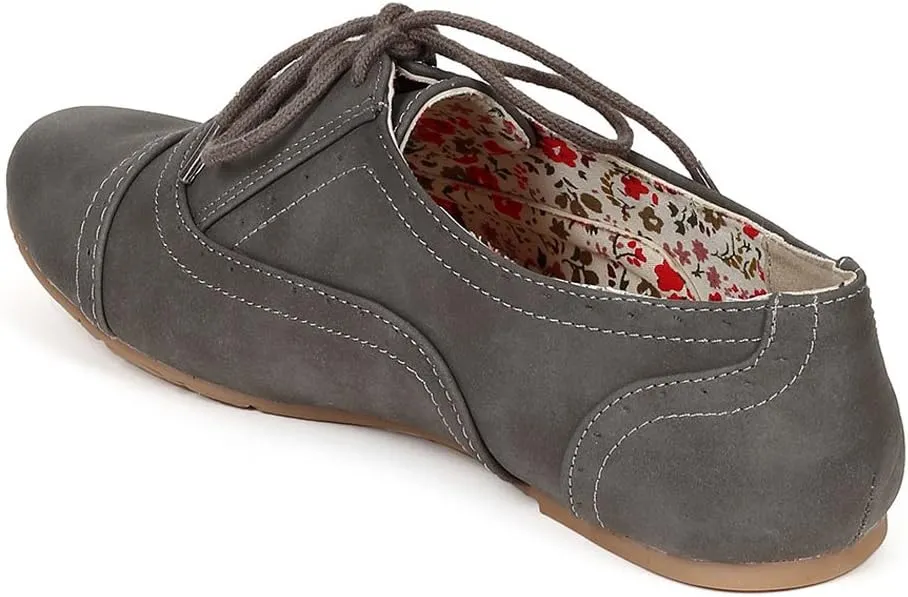Women's Classic Oxford Lace up Flats Sneaker Casual Comfort Dress Formal Shoes Loafers Slippers CAM03