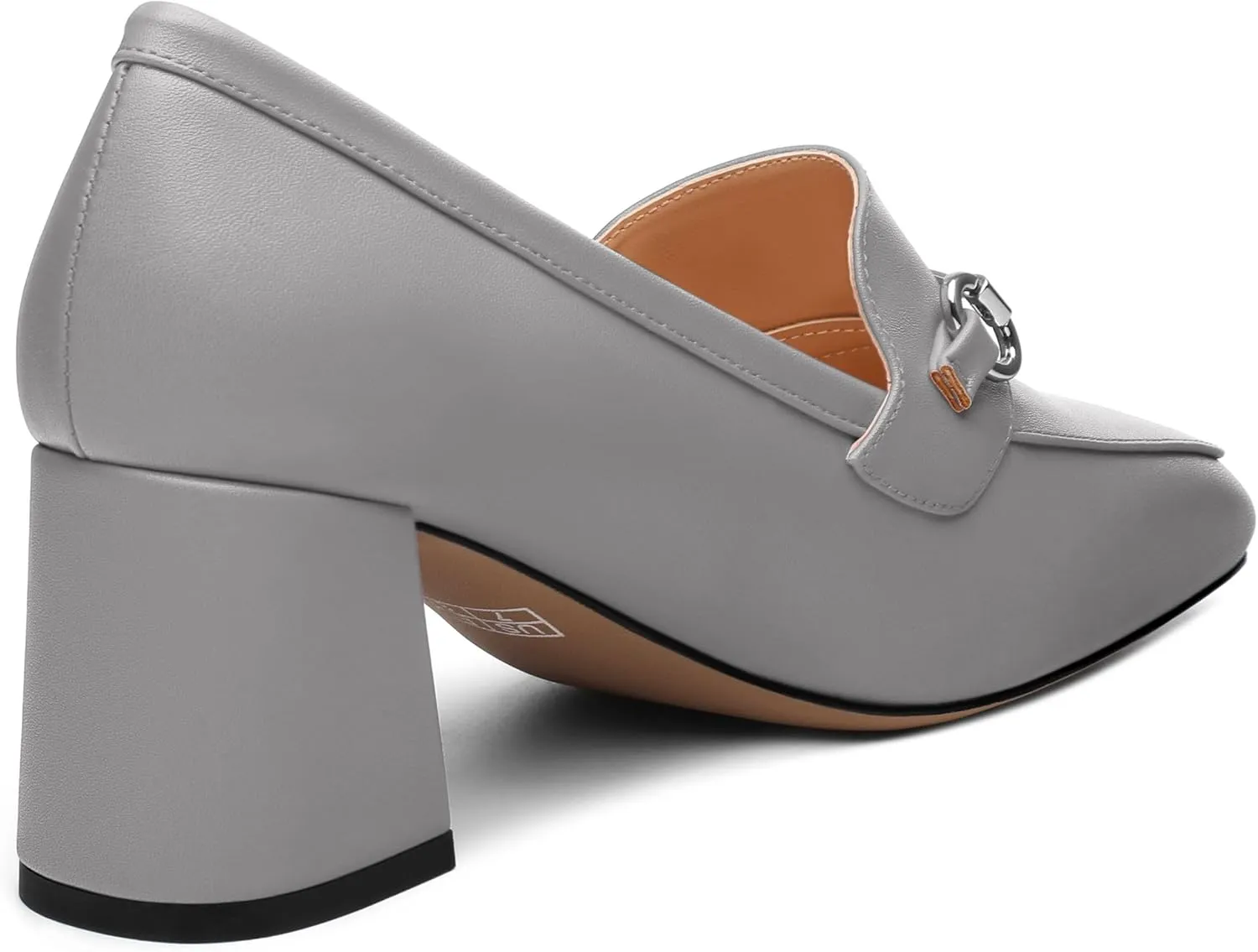 Women's Comfortable Loafers - Silver Metallic Horsebit Buckle Square Toe High Heel Shoes,Fashion Women's Pumps Shoes,Suitable for Party Dress Wedding Office