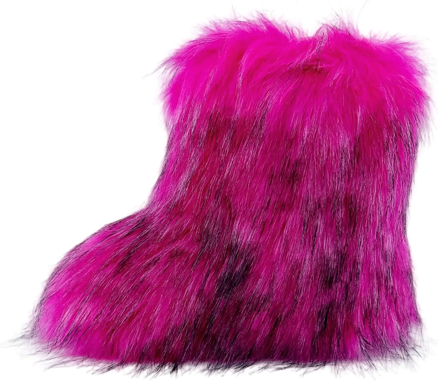 Women's Faux Fur Boots, Furry Fuzzy Mid Calf Snow Boots Y2k, Winter Warm Comfortable Fluffy Boots, Outdoor Indoor Flat Fur Shoes