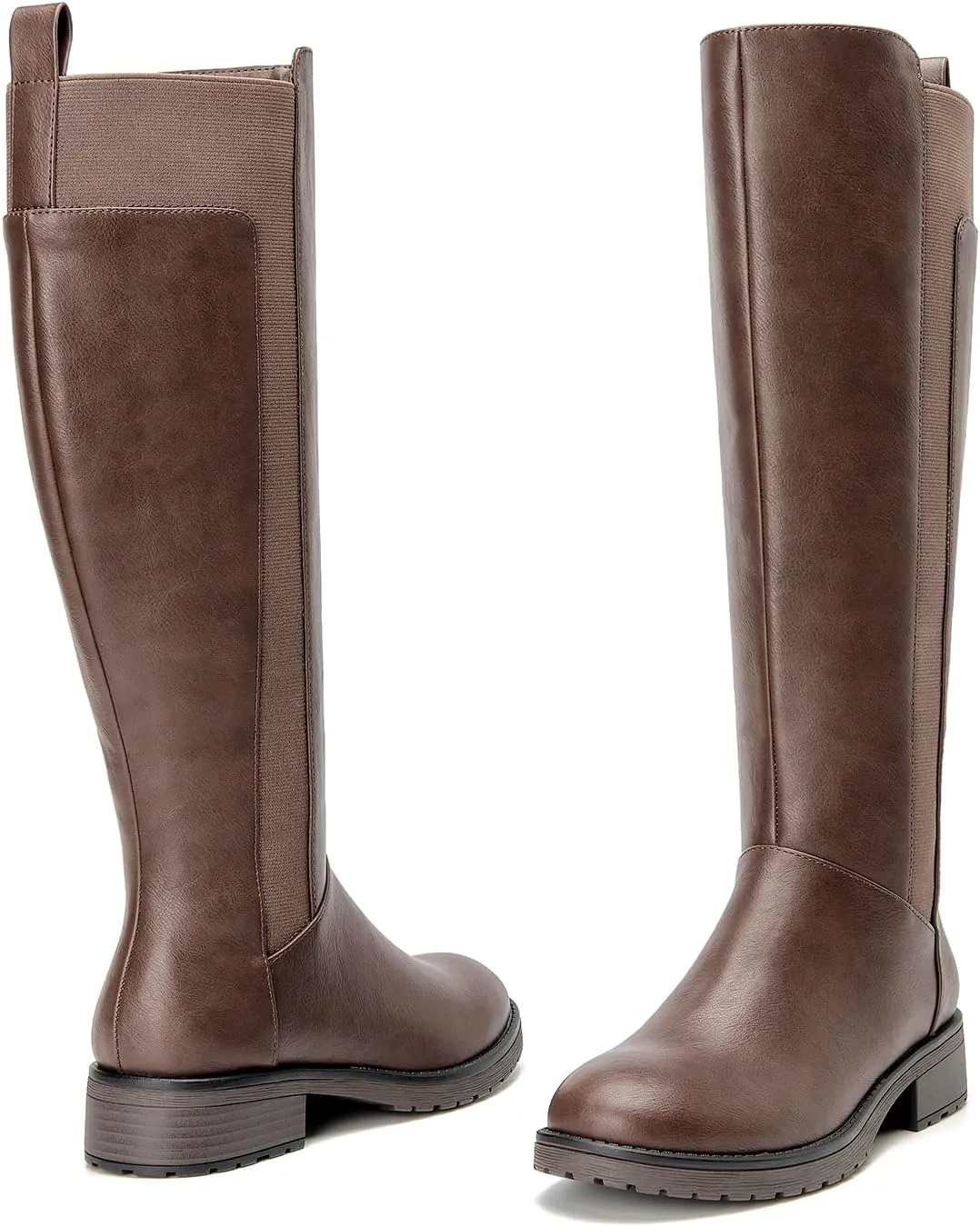 Women's Flat Low Heel Knee High Boot Fashion Extra Wide Calf Boots Side Zip Stretch Winter Booties