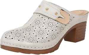 Women's Floral Cut Out Sandals,Closed Toe Chunky Heel Mules Fashionable Simple Comfortable Summer Stylish Footwear for Summer Vacation & Parties