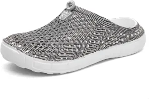Womens Gardening Clogs Non-Slip Hole Breathable Lightweight Slippers Summer Beach Bathroom Sandals Indoor Outdoor Shoes Slip On Black 38