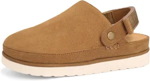 Women's Genuine Suede Platform Clogs with Adjustable Strap Comfy Memory Foam Arch Support Mules & Clogs Goldenstar Slippers for Women Indoor Outdoor