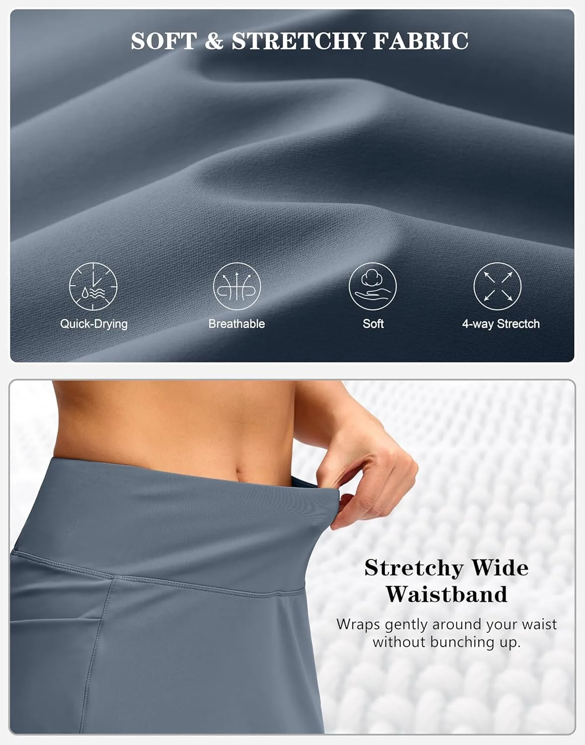 Women's Golf Skirts Skort 4 Side Pockets High Waisted Stretchy Tennis Skirt with Short Athletic Casual