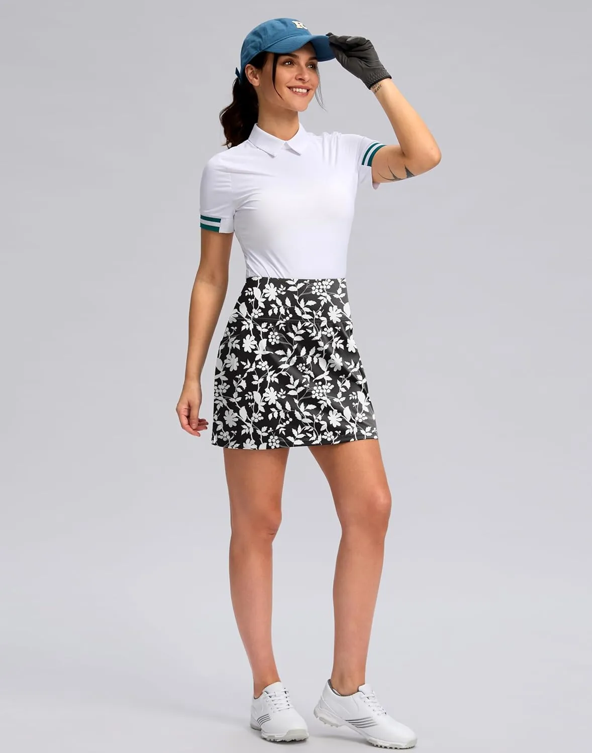Women's Golf Skirts Skort 4 Side Pockets High Waisted Stretchy Tennis Skirt with Short Athletic Casual
